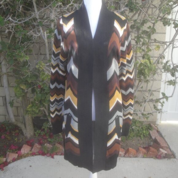 Missoni Cardigan Chevron Design Open Rayon Quality Knit Sweater Size Med - Picture 9 of 11
